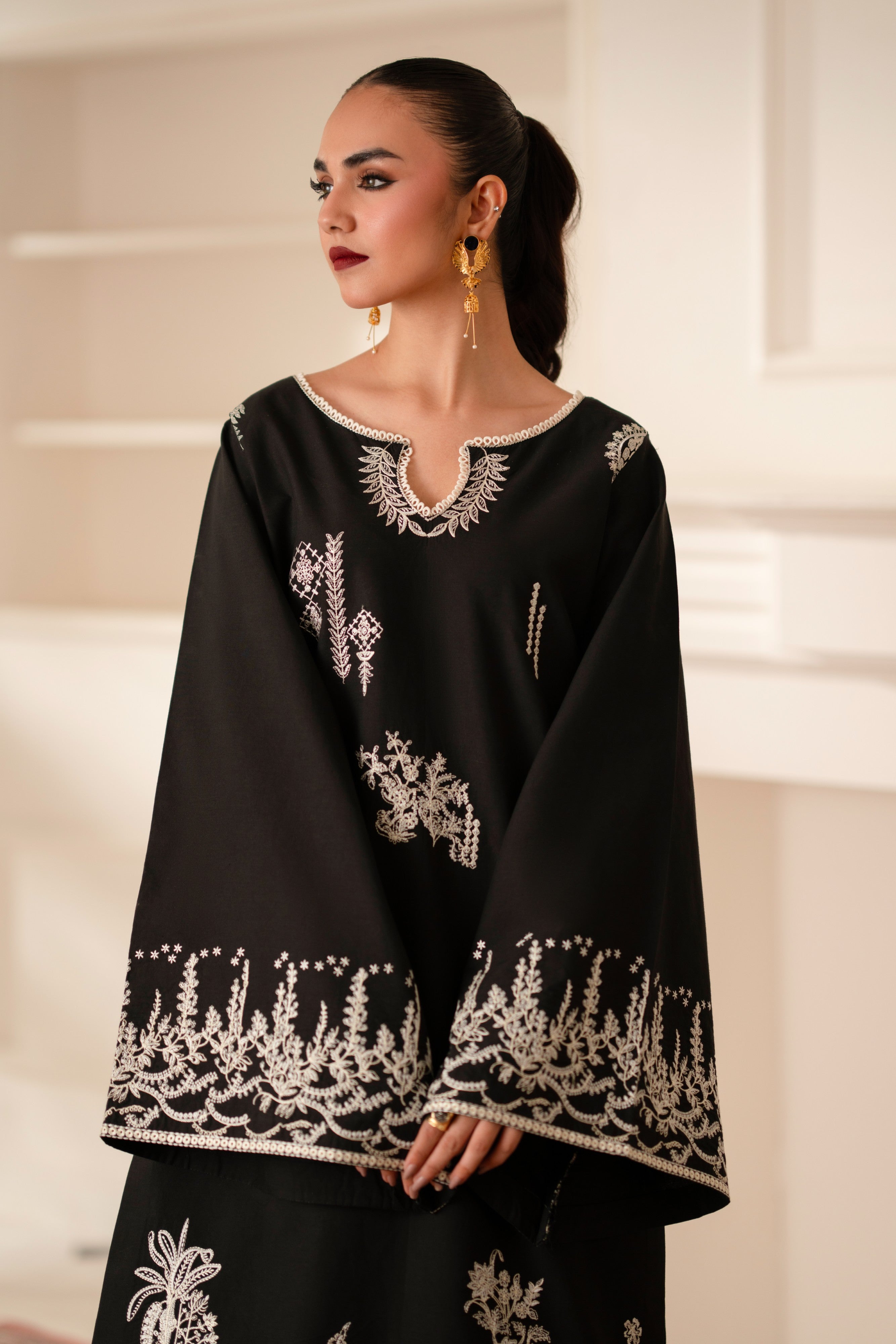 Viola - Sleek Black Embroidered 2-Piece RTW | Feyre Pakistan