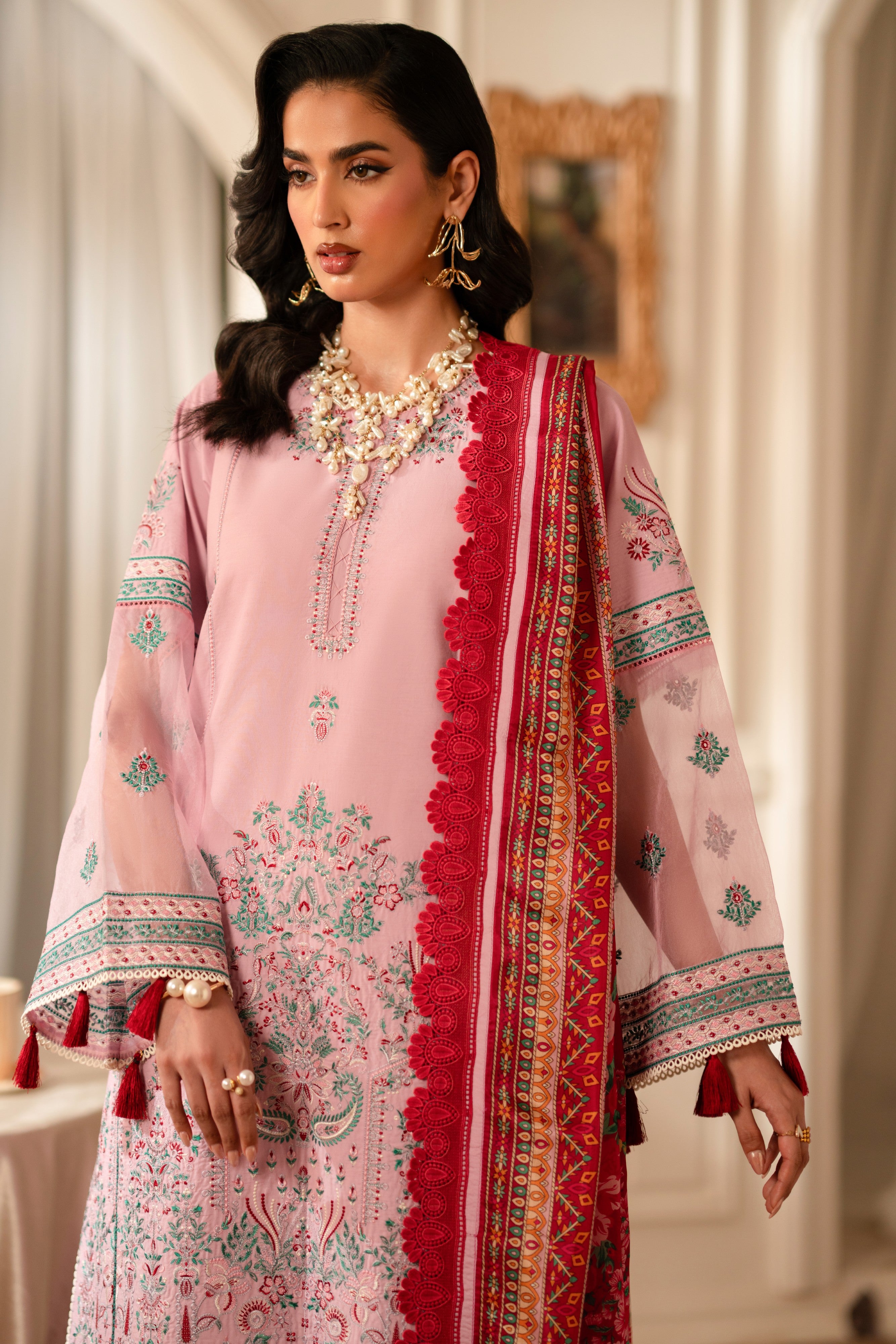 Fleur - Pink Luxury Lawn Delicately Embroidered 3-Piece | Feyre Pakistan