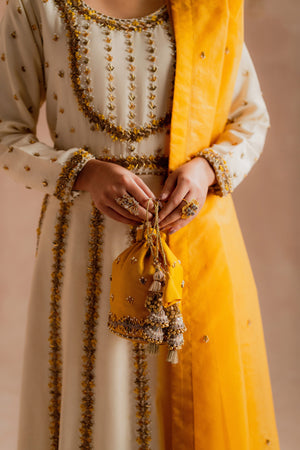 HADAR - Raw Silk Kalidaar Peshwas Hand Embroidered | Feyre Pakistan