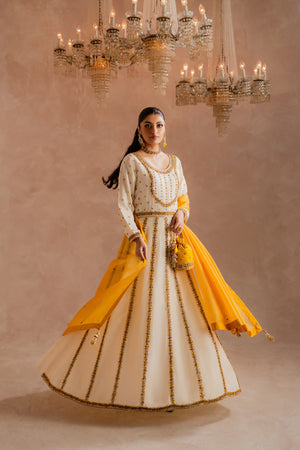 HADAR - Raw Silk Kalidaar Peshwas Hand Embroidered | Feyre Pakistan