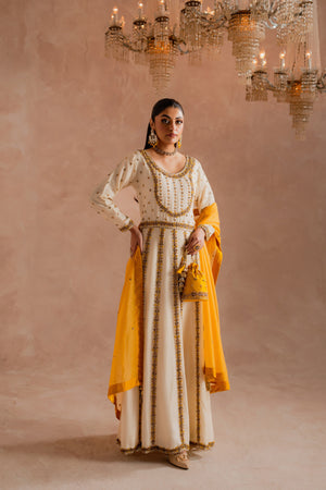 HADAR - Raw Silk Kalidaar Peshwas Hand Embroidered | Feyre Pakistan