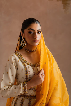 HADAR - Raw Silk Kalidaar Peshwas Hand Embroidered | Feyre Pakistan