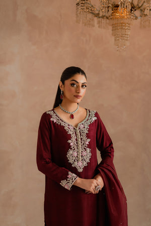 SIRIUS - 3-Piece Raw Silk Ada Work Hand Embroidered Dress | Feyre Pakistan