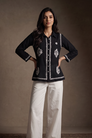 Coal – Hand-Embroidered Chikankari 2 Piece