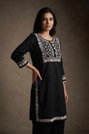 Slate - Hand-Embroidered Chikankari 2 Piece