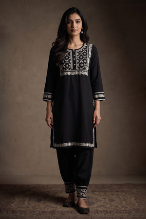 Slate - Hand-Embroidered Chikankari 2 Piece