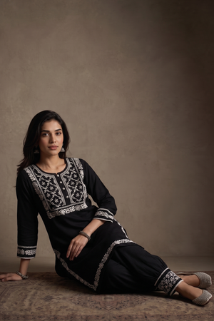 Slate - Hand-Embroidered Chikankari 2 Piece