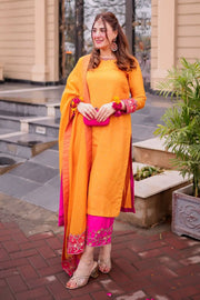 GULMOHAR - 3 Piece Pure Raw Silk