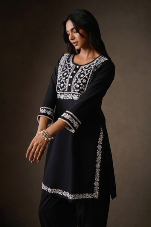 Slate - Hand-Embroidered Chikankari 2 Piece