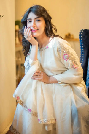 SAHAR - 3 Piece Pure Raw Silk Frock - Feyre