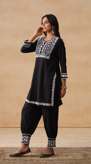 Slate - Hand-Embroidered Chikankari 2 Piece