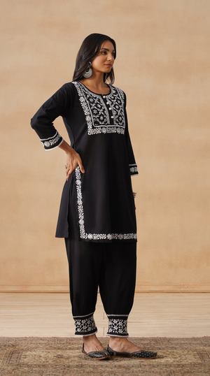 Slate - Hand-Embroidered Chikankari 2 Piece