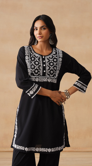 Slate - Hand-Embroidered Chikankari 2 Piece
