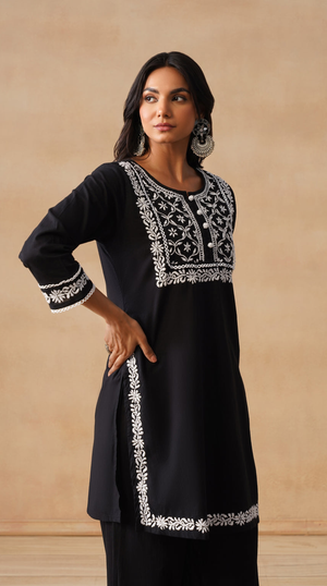 Slate - Hand-Embroidered Chikankari 2 Piece