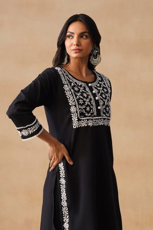 Slate - Hand-Embroidered Chikankari 2 Piece