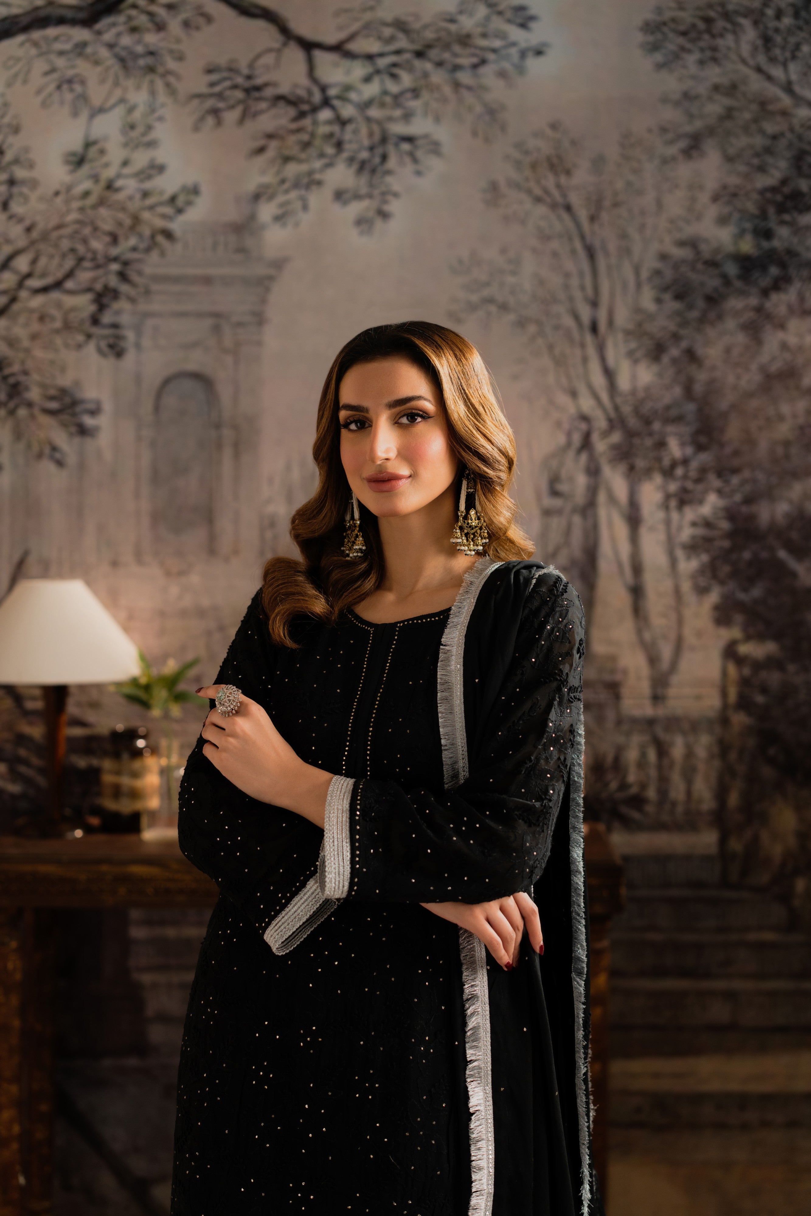 AYLA BLACK- 3 Piece Gharara Set