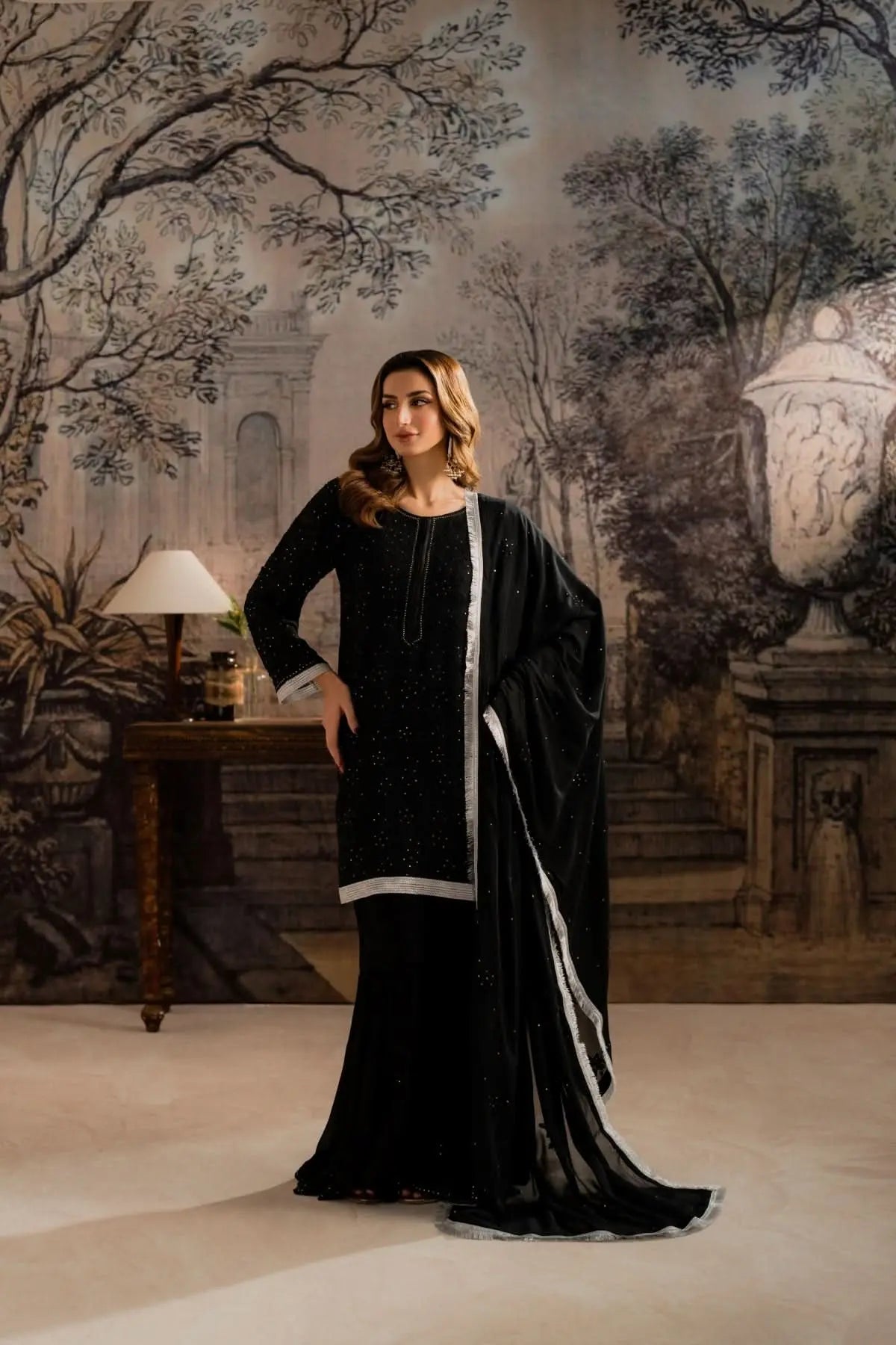 AYLA BLACK- 3 Piece Gharara Set Feyre