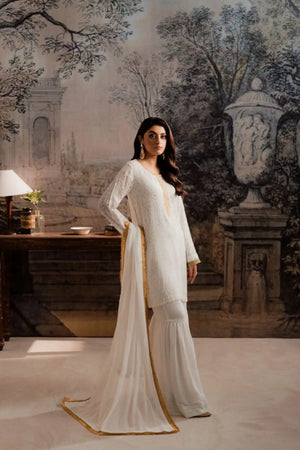 AYLA WHITE - 3 Piece Gharara Set Feyre