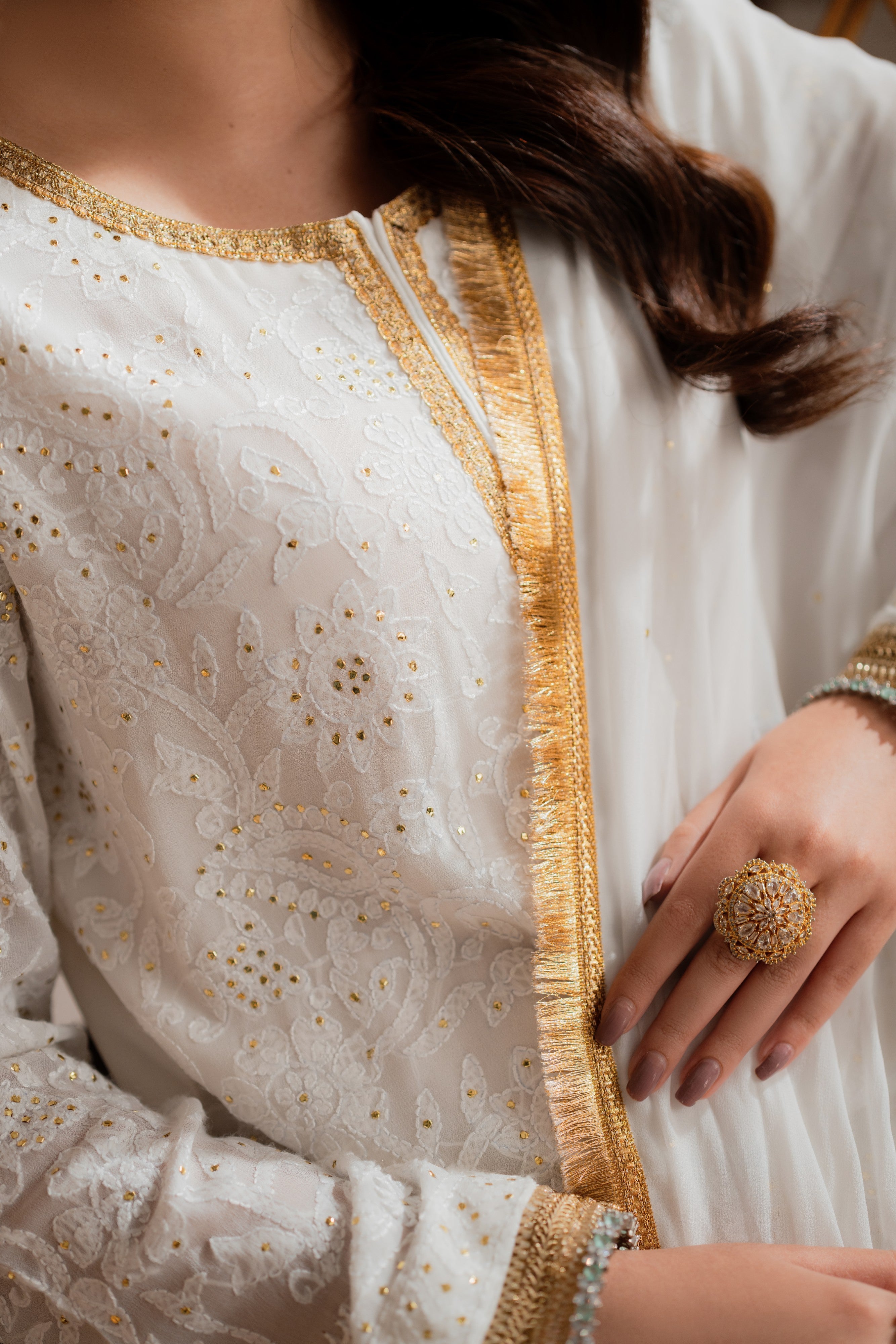 AYLA WHITE - 3 Piece Gharara Set