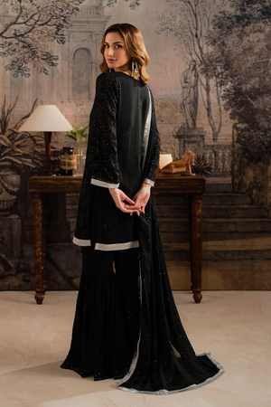 AYLA BLACK- 3 Piece Gharara Set