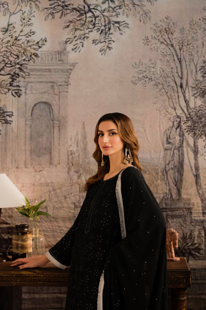 AYLA BLACK- 3 Piece Gharara Set