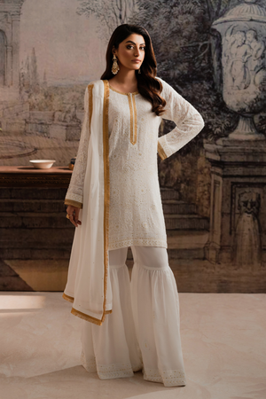 AYLA WHITE - 3 Piece Gharara Set