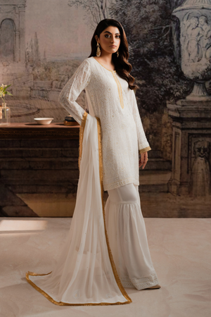 AYLA WHITE - 3 Piece Gharara Set
