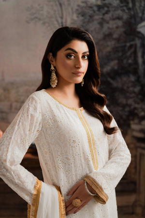 AYLA WHITE - 3 Piece Gharara Set