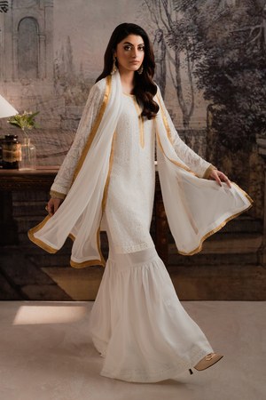 AYLA WHITE - 3 Piece Gharara Set