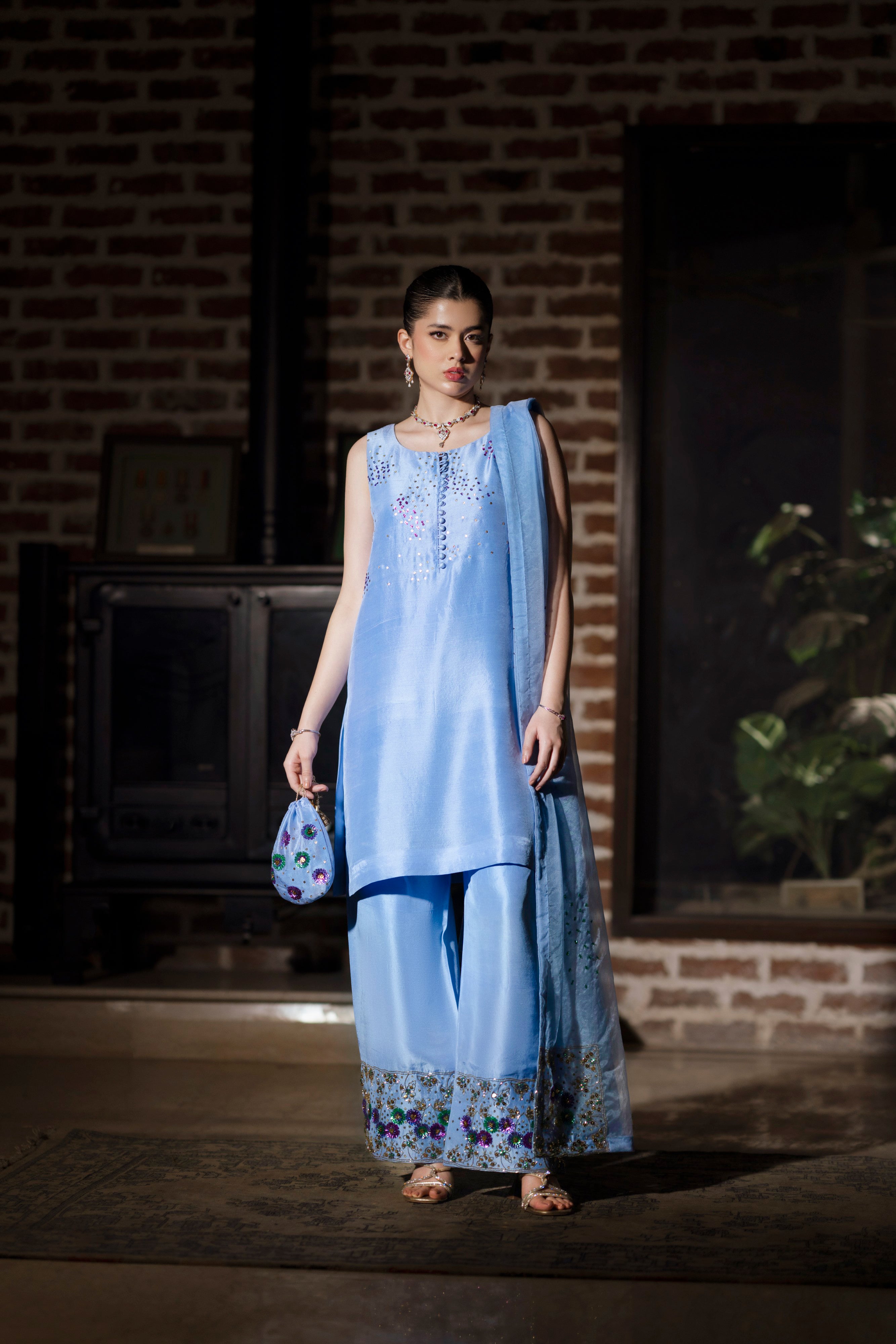 Azure - 3 Piece Pure Raw Silk