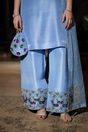 Azure - 3 Piece Pure Raw Silk Feyre