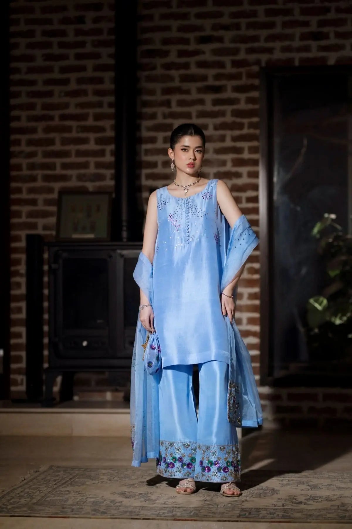 Azure - 3 Piece Pure Raw Silk Feyre