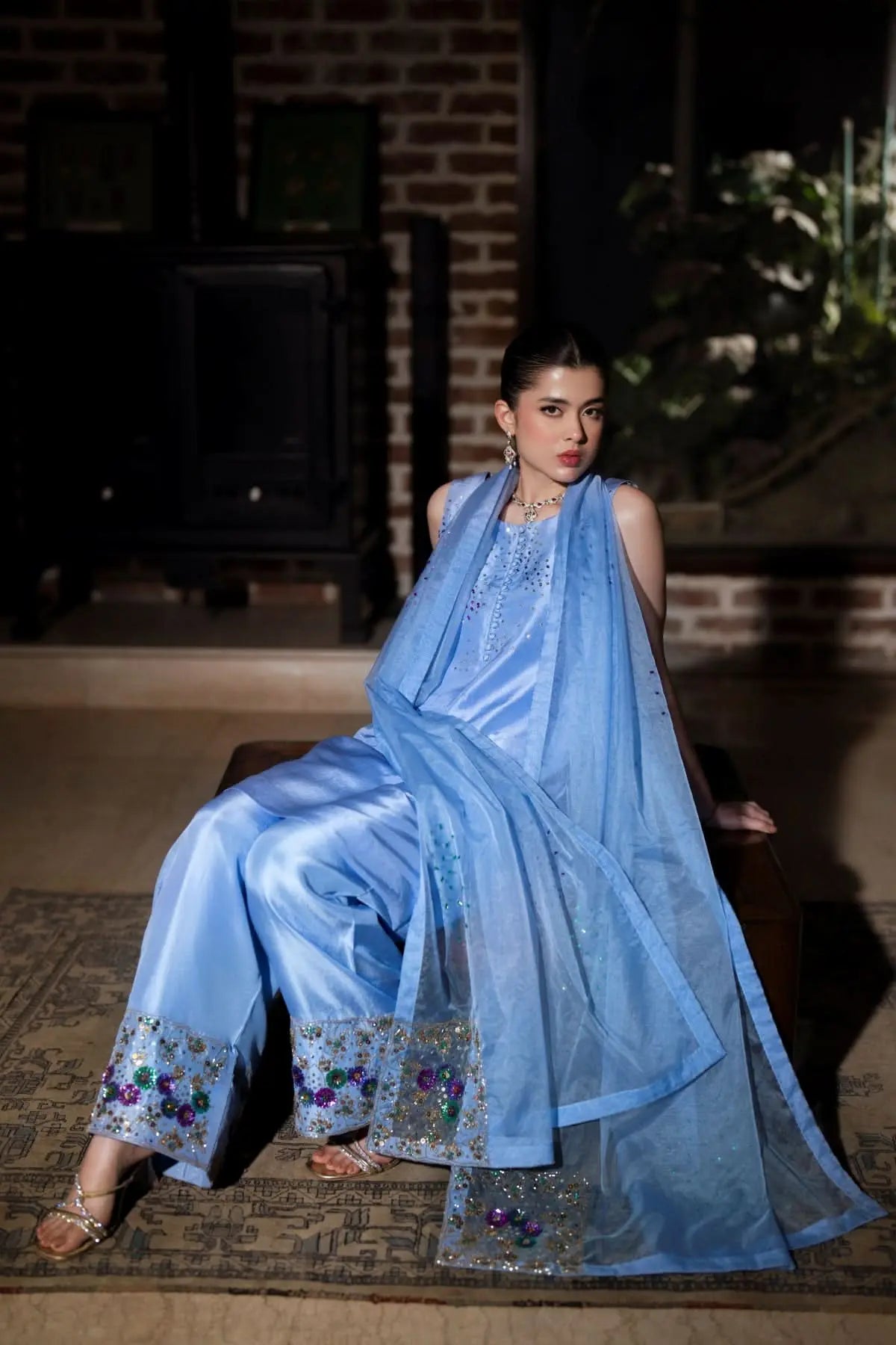 Azure - 3 Piece Pure Raw Silk Feyre