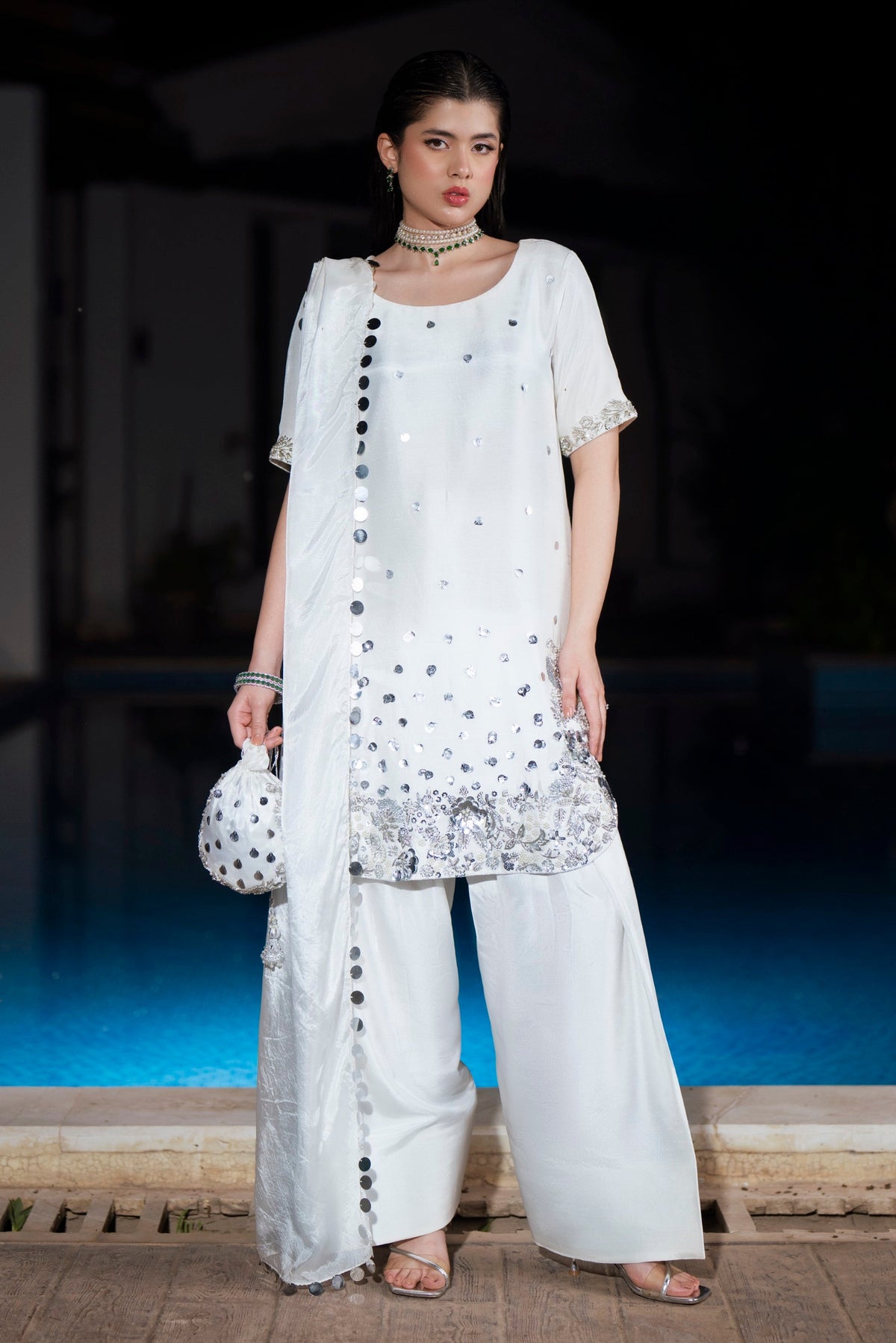 Pearl - White Pure Silk 3-Piece Festive Wear | Feyre Pakistan