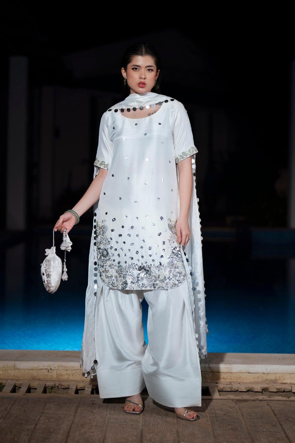 Pearl - White Pure Silk 3-Piece Festive Wear | Feyre Pakistan