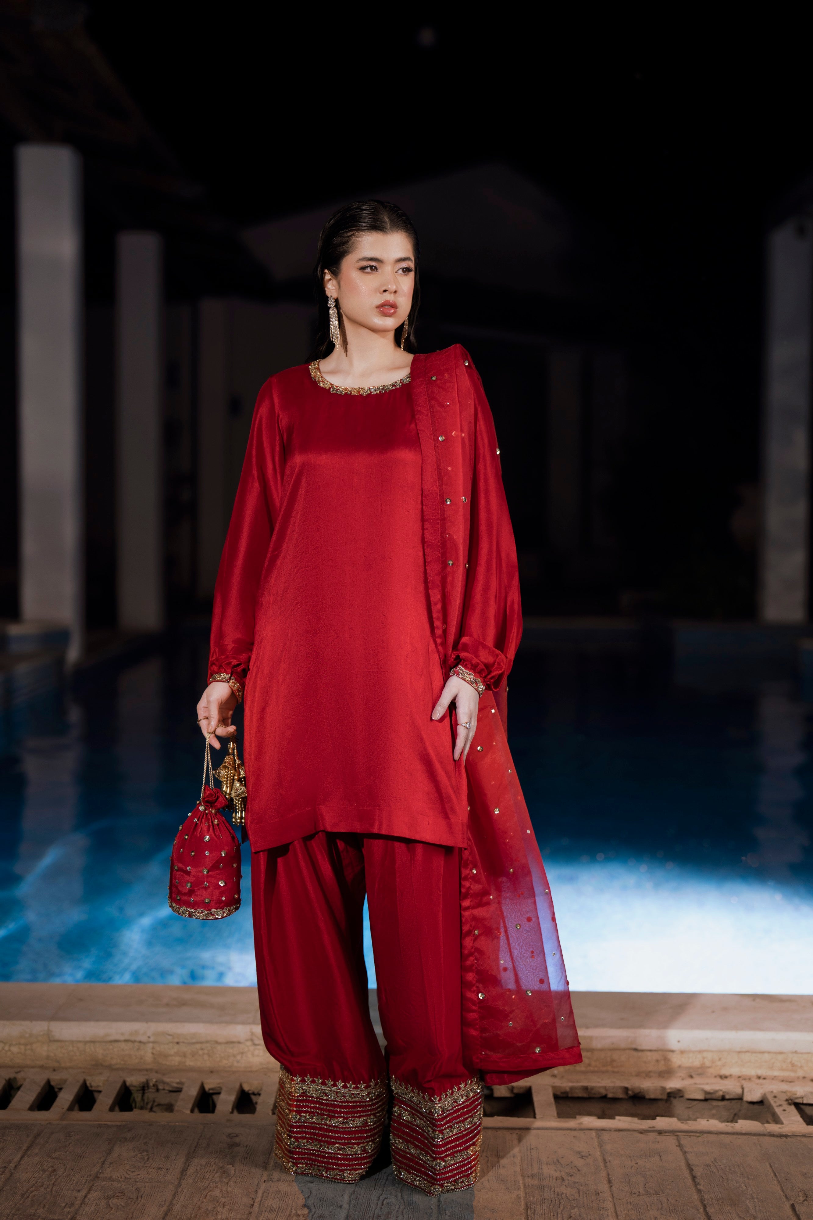 Crimson - 3 Piece Pure Raw Silk