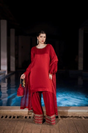 Crimson - 3 Piece Pure Raw Silk Feyre