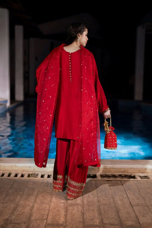 Crimson - 3 Piece Pure Raw Silk Feyre