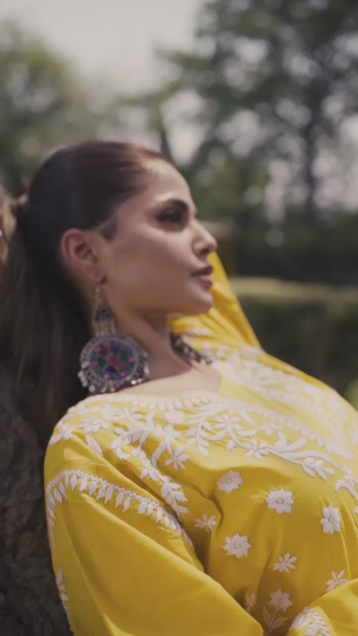 Suraj Mukhi - Hand Embroidered Chikankari
